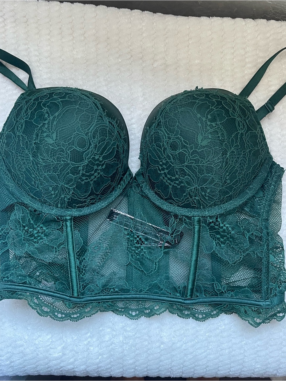 Victoria's Secret Emerald Lace Longline Bustier Bra